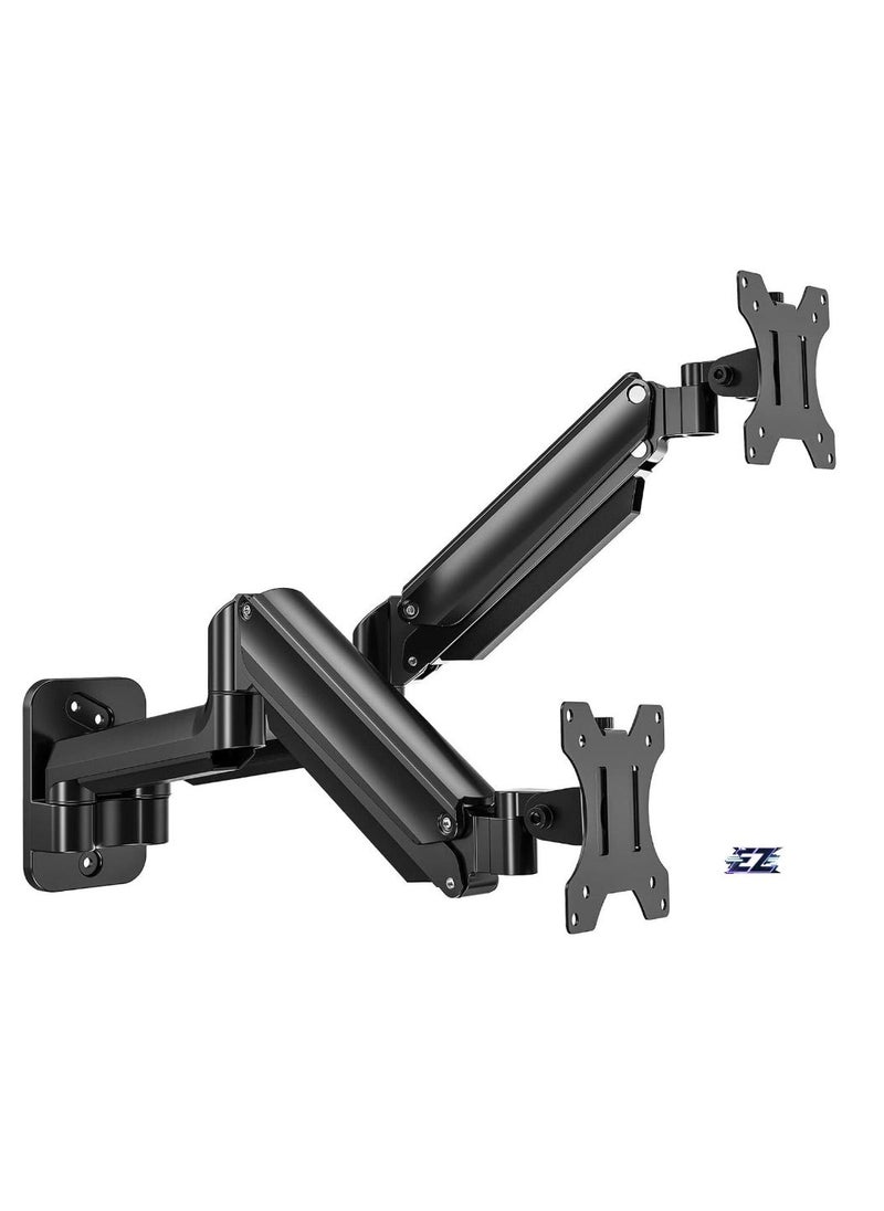ELTRAZONE Dual Monitor Wall Mount – Gas Spring Monitor Wall Arm for 17-32 Inch Screens, Holds Up to 18lbs, VESA 75x75/100x100mm, Adjustable Wall-Mounted Monitor Stand for 2 Monitors, Ergonomic Design - Image 1