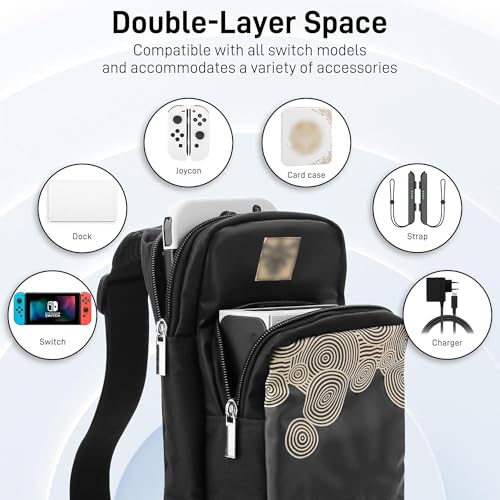 RHOTALL Black Travel Bag for Nintendo Switch/Lite/OLED/2 ,Large Capacity Portable Carrying Case Compatible for Storage Backpack with12 Slots Game Case,Thumb Grip Caps-for Zelda Tears of the Kingdom - Image 2