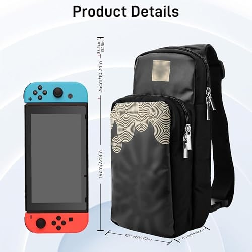RHOTALL Black Travel Bag for Nintendo Switch/Lite/OLED/2 ,Large Capacity Portable Carrying Case Compatible for Storage Backpack with12 Slots Game Case,Thumb Grip Caps-for Zelda Tears of the Kingdom - Image 3