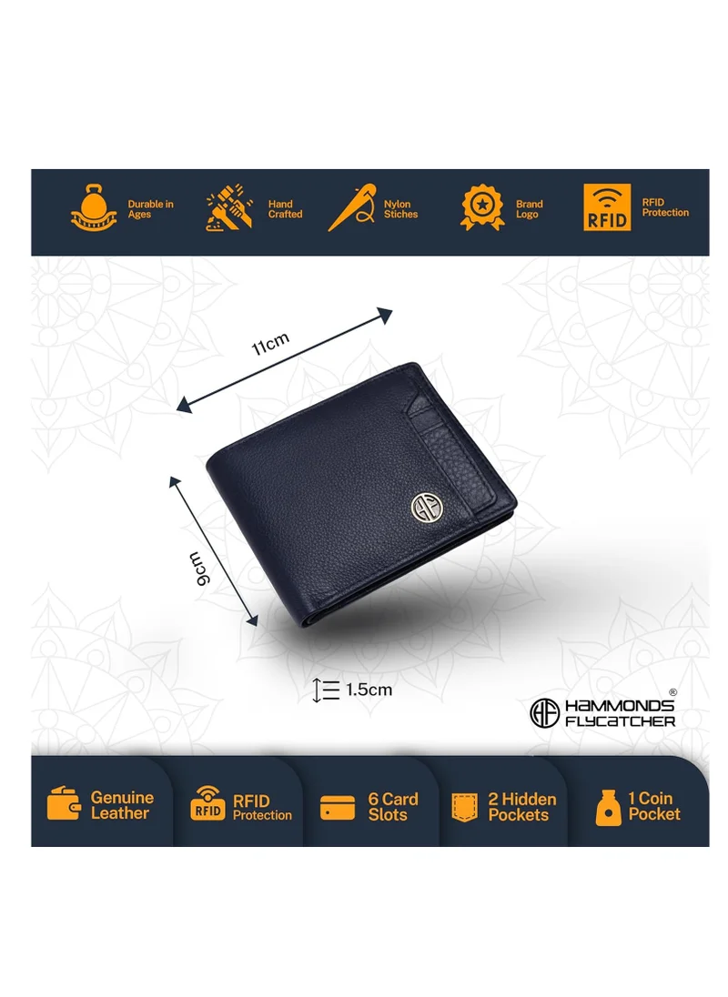 HAMMONDS FLYCATCHER Leather Wallet Combo Gift Set - Men's and Women's Black Wallets with Multiple Card Slots - Perfect for Ramadan, Eid Anniversary, Marriage Gifts and Special Occasions - Blue | DW3S