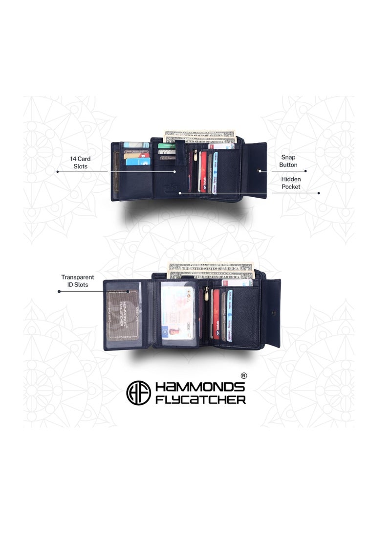 HAMMONDS FLYCATCHER Leather Wallet Combo Gift Set - Men's and Women's Wallets with Multiple Card Slots - Perfect for Ramadan, Eid Anniversary, Marriage Gifts and Special Occasions - Blue | DW3S - Image 4