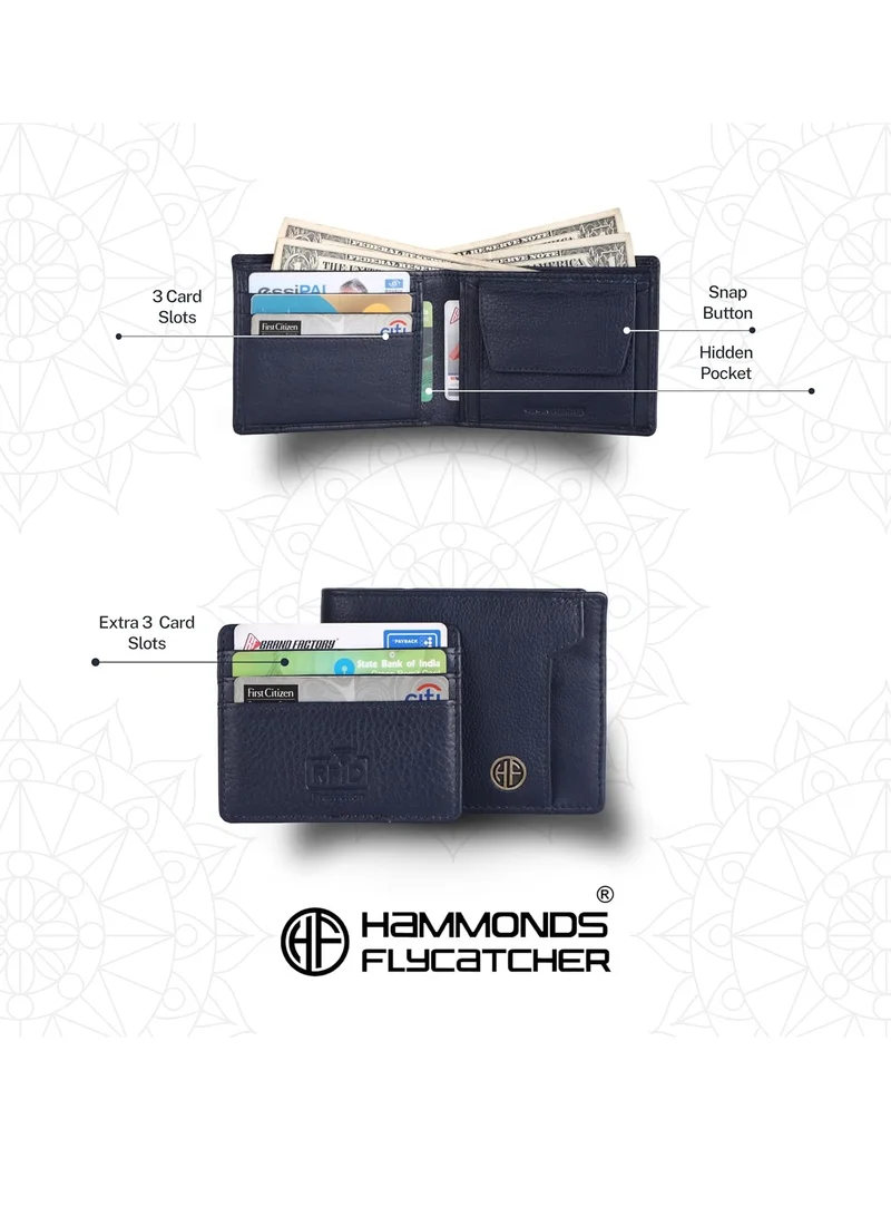 HAMMONDS FLYCATCHER Leather Wallet Combo Gift Set - Men's and Women's Wallets with Multiple Card Slots - Perfect for Ramadan, Eid Anniversary, Marriage Gifts and Special Occasions - Blue | DW3S