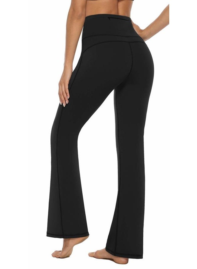 AFITNE Women's Yoga Pants Bootcut Workout Leggings Flare Casual Lounge Pants with Pockets High Waist and Tummy Control, Black, L - Image 4
