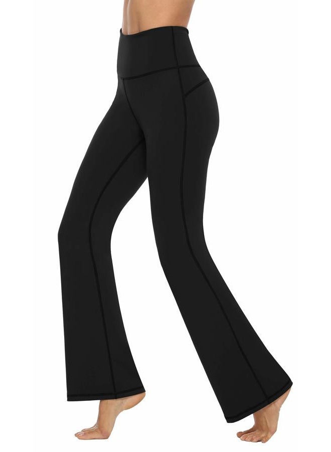 AFITNE Women's Yoga Pants Bootcut Workout Leggings Flare Casual Lounge Pants with Pockets High Waist and Tummy Control, Black, L - Image 5