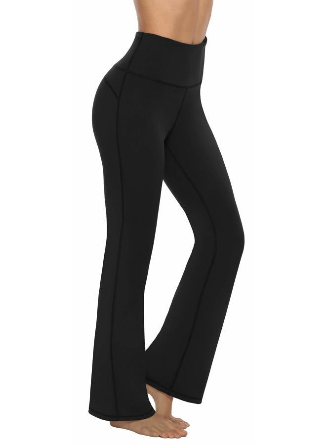 AFITNE Women's Yoga Pants Bootcut Workout Leggings Flare Casual Lounge Pants with Pockets High Waist and Tummy Control, Black, L - Image 1