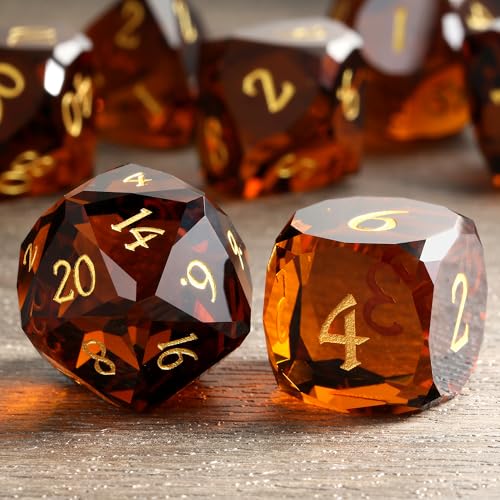 DNDND 7Piece Glass Dungeons and Dragons Dice Multifaceted Brown RPG Dice Set for DND Tabletop Gaming Collectors Premium Gift Box Durable Design Brown - Image 5