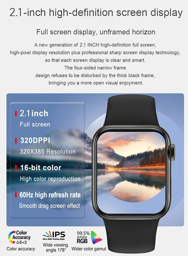 Smart Watch for Men Women Compatible with Android IOS 2.1 inch Full Touch Screen Bluetooth Fitness Tracker Sleep Monitor, Black  - Image 2