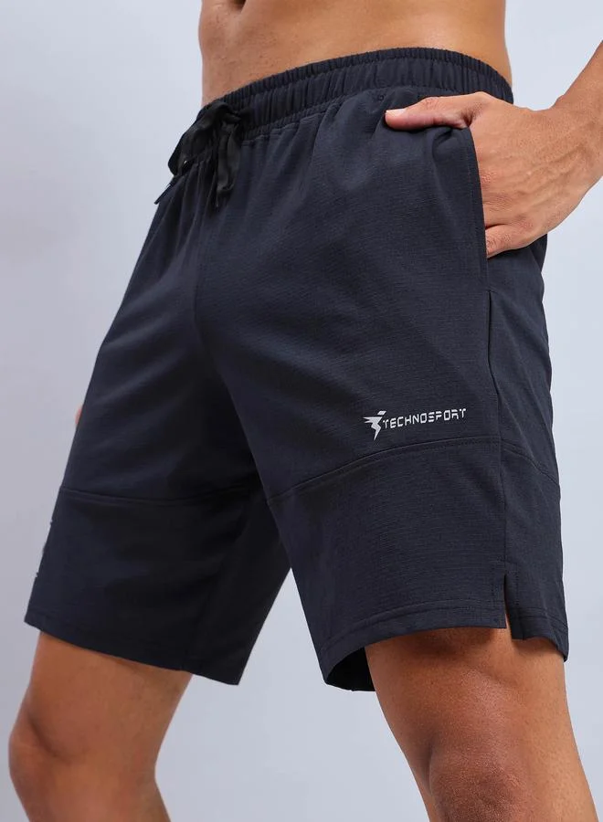 Technosport Solid 4-Way Stretch Relaxed Fit Shorts by Styli