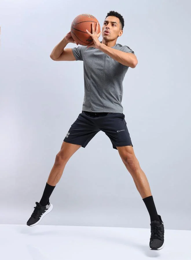 Technosport Solid 4-Way Stretch Relaxed Fit Shorts by Styli