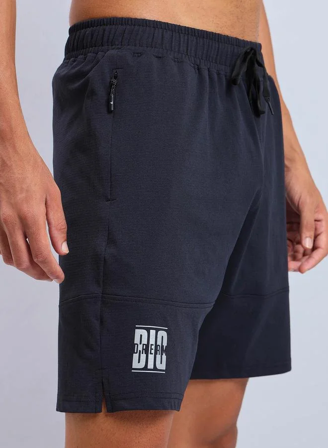 Technosport Solid 4-Way Stretch Relaxed Fit Shorts by Styli