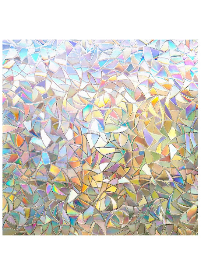 Rabbitgoo rabbitgoo Window Privacy Film, Rainbow Window Clings, 3D Decorative Window Vinyl, Stained Glass Window Decals, Static Cling Window Sticker Non-Adhesive, 17.5 x 78.7 inches  - Image 1