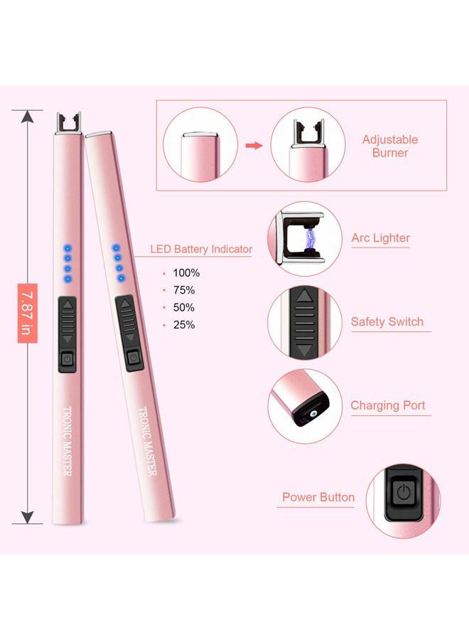 TRONIC MASTER Lighter, Electric Candle Lighter Plasma Arc Lighters with USB Rechargeable Battery Windproof & Flameless Retractable Head (Rose Gold) - Image 4