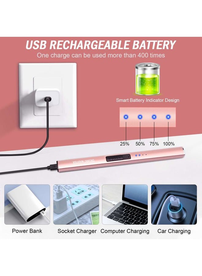 TRONIC MASTER Lighter, Electric Candle Lighter Plasma Arc Lighters with USB Rechargeable Battery Windproof & Flameless Retractable Head (Rose Gold) - Image 5