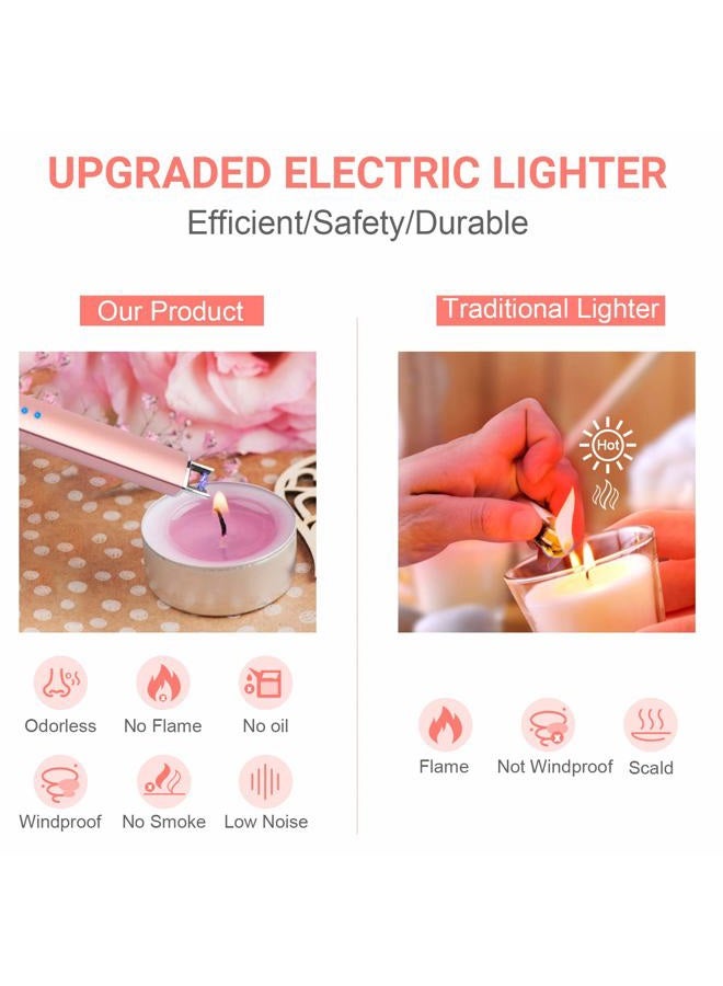 TRONIC MASTER Lighter, Electric Candle Lighter Plasma Arc Lighters with USB Rechargeable Battery Windproof & Flameless Retractable Head (Rose Gold) - Image 2