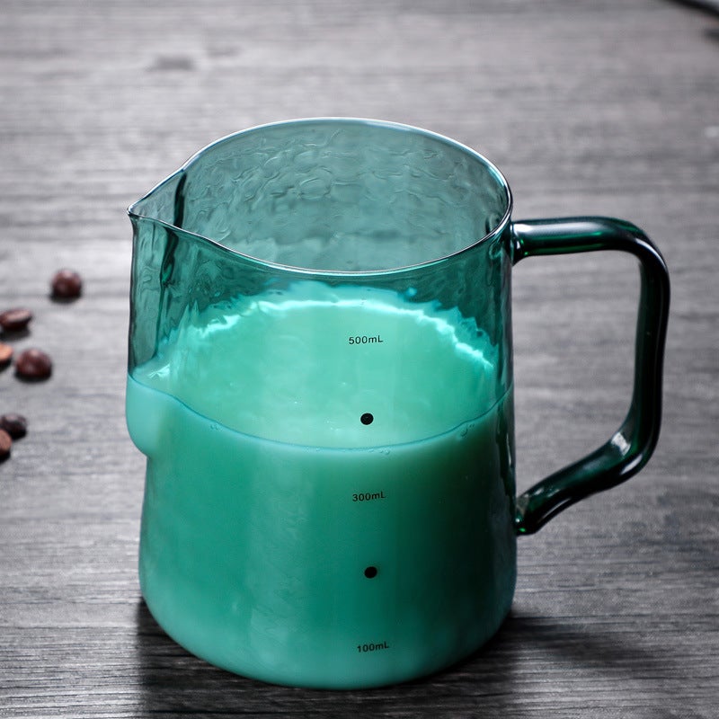 Factory Colored Glass Milk Jar Coffee Sharing Pot Glass Pointed Mouth Pull Flower Cup Hammer Pot Manufacturers - Image 3