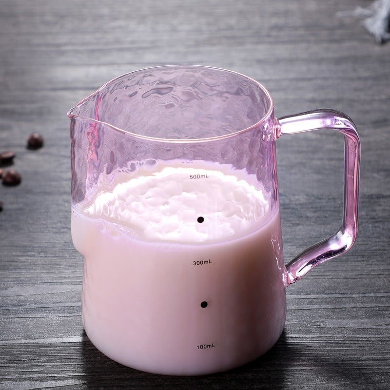 Factory Colored Glass Milk Jar Coffee Sharing Pot Glass Pointed Mouth Pull Flower Cup Hammer Pot Manufacturers - Image 4
