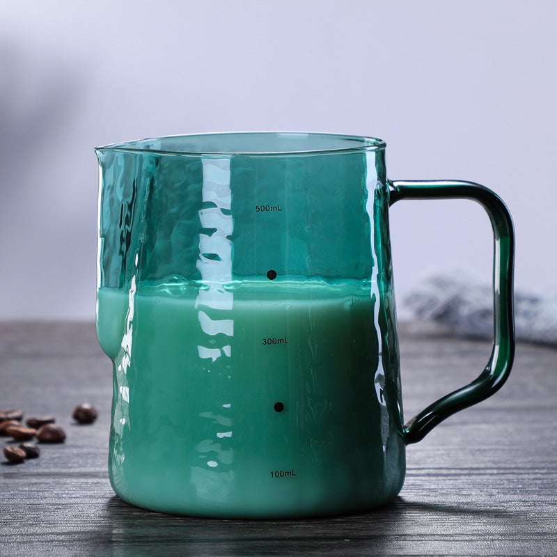 Factory Colored Glass Milk Jar Coffee Sharing Pot Glass Pointed Mouth Pull Flower Cup Hammer Pot Manufacturers - Image 2