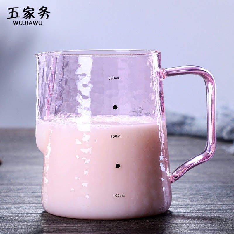 Factory Colored Glass Milk Jar Coffee Sharing Pot Glass Pointed Mouth Pull Flower Cup Hammer Pot Manufacturers - Image 1