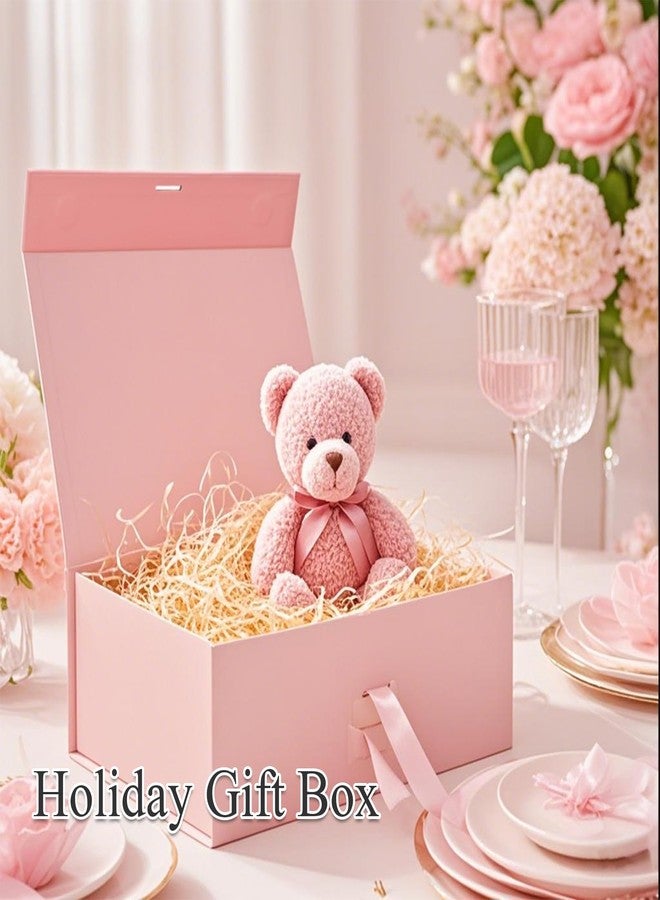Eeaivnm Pink Magnetic Gift Box with Ribbon,11.4x8.7x4.1 inches Premium Cardboard Gift Packaging for Jewelry,Cosmetics & Small Gifts,Weddings,Bridal Showers,Graduations,Birthdays Gifts all Occasion - Image 3