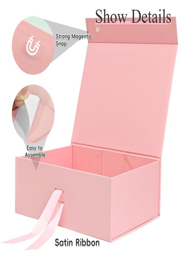 Eeaivnm Pink Magnetic Gift Box with Ribbon,11.4x8.7x4.1 inches Premium Cardboard Gift Packaging for Jewelry,Cosmetics & Small Gifts,Weddings,Bridal Showers,Graduations,Birthdays Gifts all Occasion - Image 5