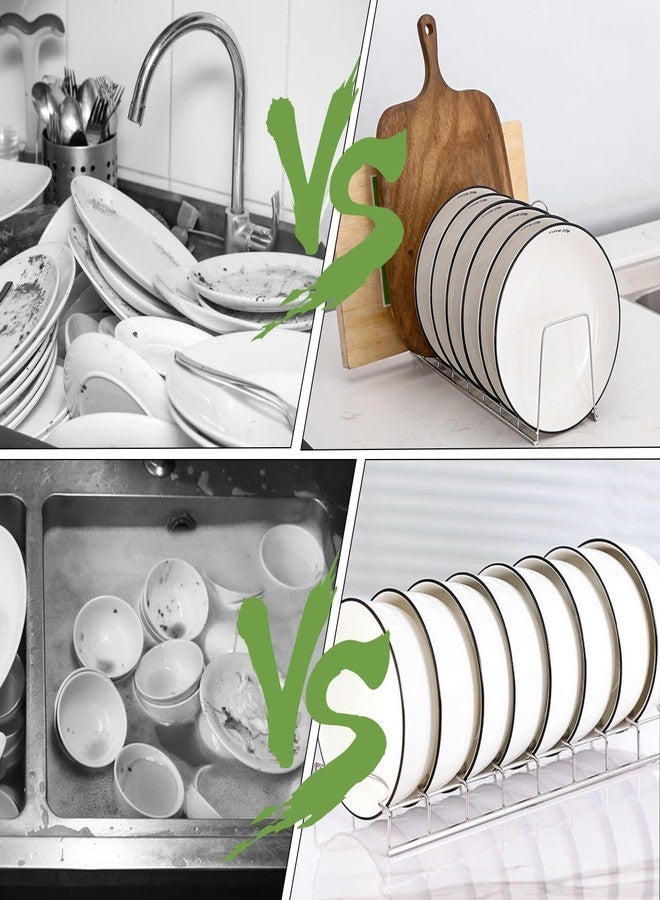 DIBALIYI 4 Pack Pot Lid Organizer for Cabinet with Plate Drying Rack, Stainless Steel Pot Lid Holder for Kitchen, Small Dish Drainer, Serving Trays Container, Counter Storage Shelf for Pans Pots Cutting Boards - Image 5