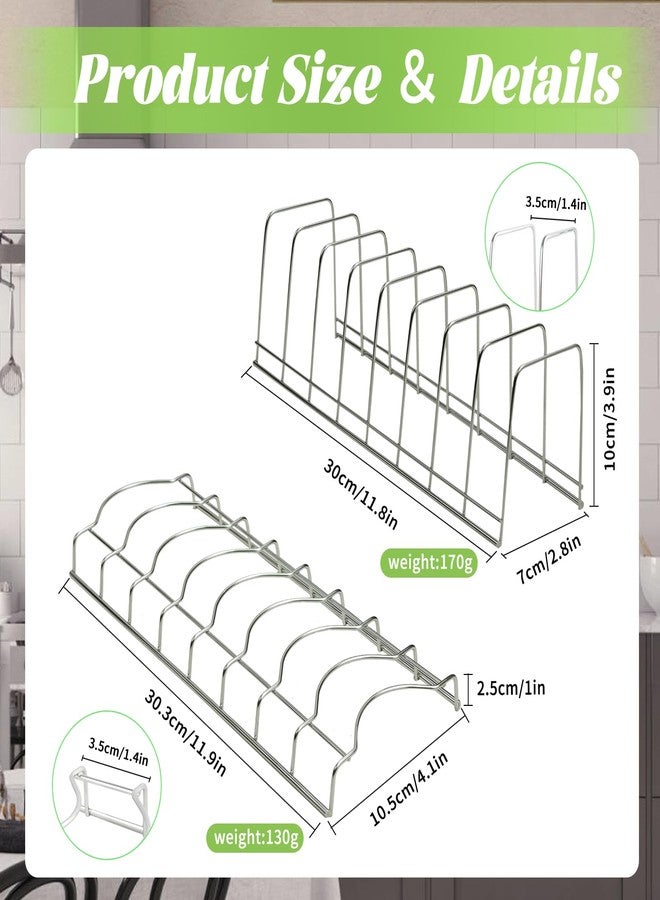 DIBALIYI 4 Pack Pot Lid Organizer for Cabinet with Plate Drying Rack, Stainless Steel Pot Lid Holder for Kitchen, Small Dish Drainer, Serving Trays Container, Counter Storage Shelf for Pans Pots Cutting Boards - Image 2