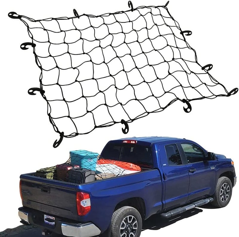 TQS Truck Cargo Net Heavy Duty Cargo Rack for Pickup Truck Bed Cargo Nets with Small Mesh Holds Large Loads Tighter for Rooftop Cargo Carrier, ATV, UTV, Cargo Hitch - Image 1