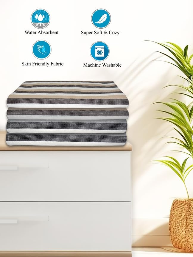 Athom Living Iris Cotton Bath Towel Soft Absorbent Lightweight 75 x 150 cm Ideal for Home Travel Pack of 4 - Image 3