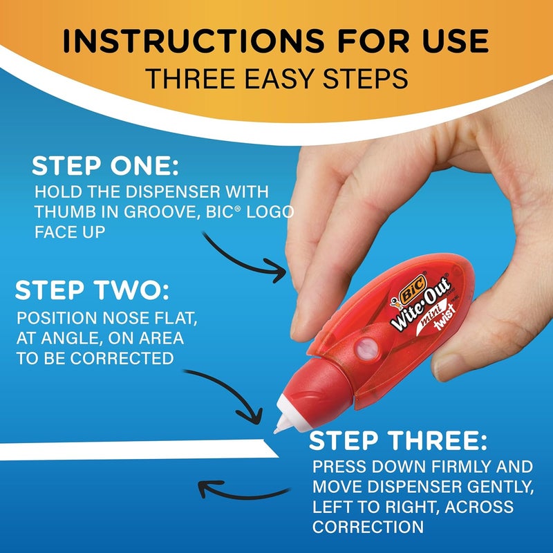 BIC Wite-Out Brand Mini Twist Correction Tape - 2 Count, 26.2 Feet Each, Tear-Resistant Film-Based Tape for Fast and Clean Corrections - Image 2