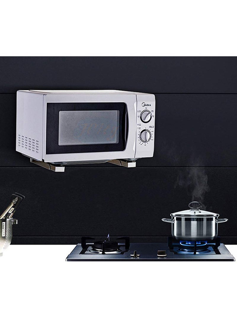 Barakah Universal 304 Stainless Steel Microwave Wall Mount Shelf, Space-Saving Kitchen Rack for Oven and Appliances - Image 2