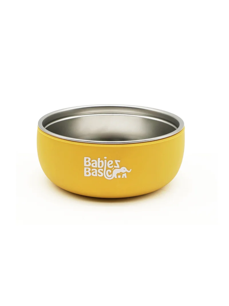 Babies Basic Babies Basic Stainless Steel Bowl with Silicone Sleeve for Kids, Yellow