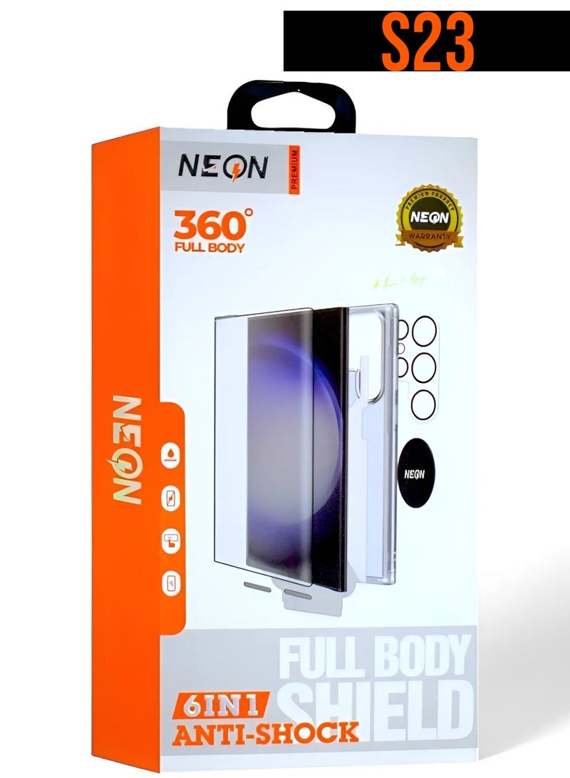 Neon Complete protection package from Neon for the Samsung Galaxy S23, maximum protection against scratches and breakage (6in1)