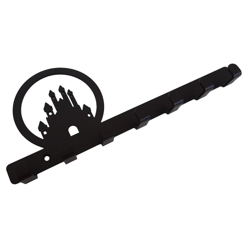 Palermo Castle Wall Key Holder Home Decor Metal Matte Finish 7 Hooks Wall Mount Adjustable Easy Install Key Organizer Black 95Inch - Image 3