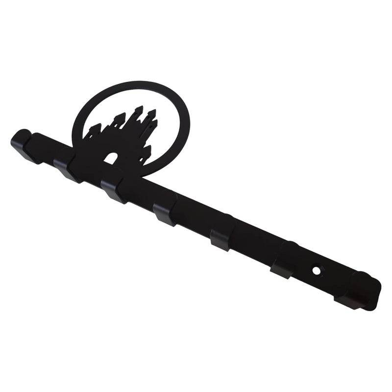 Palermo Castle Wall Key Holder Home Decor Metal Matte Finish 7 Hooks Wall Mount Adjustable Easy Install Key Organizer Black 95Inch - Image 2