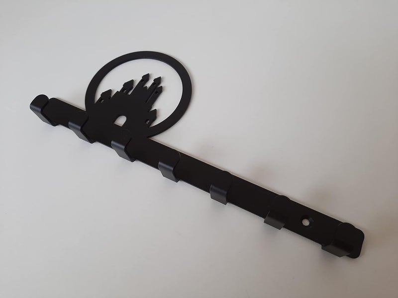 Palermo Castle Wall Key Holder Home Decor Metal Matte Finish 7 Hooks Wall Mount Adjustable Easy Install Key Organizer Black 95Inch - Image 4