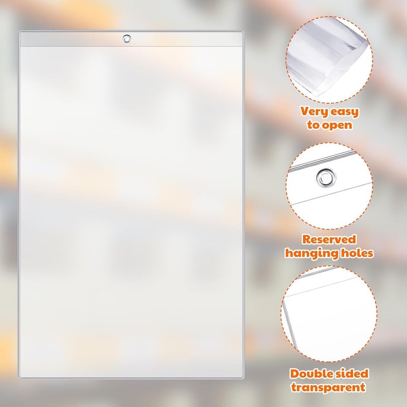 KASTWAVE 10 Pack Job Ticket Holders 6x9 Inch, Clear Plastic Shop Ticket Sleeves, Dry Erase Pocket Sleeves for Work Orders, Classroom, Office, Home, Reusable Double-Sided Document Protectors - Image 3