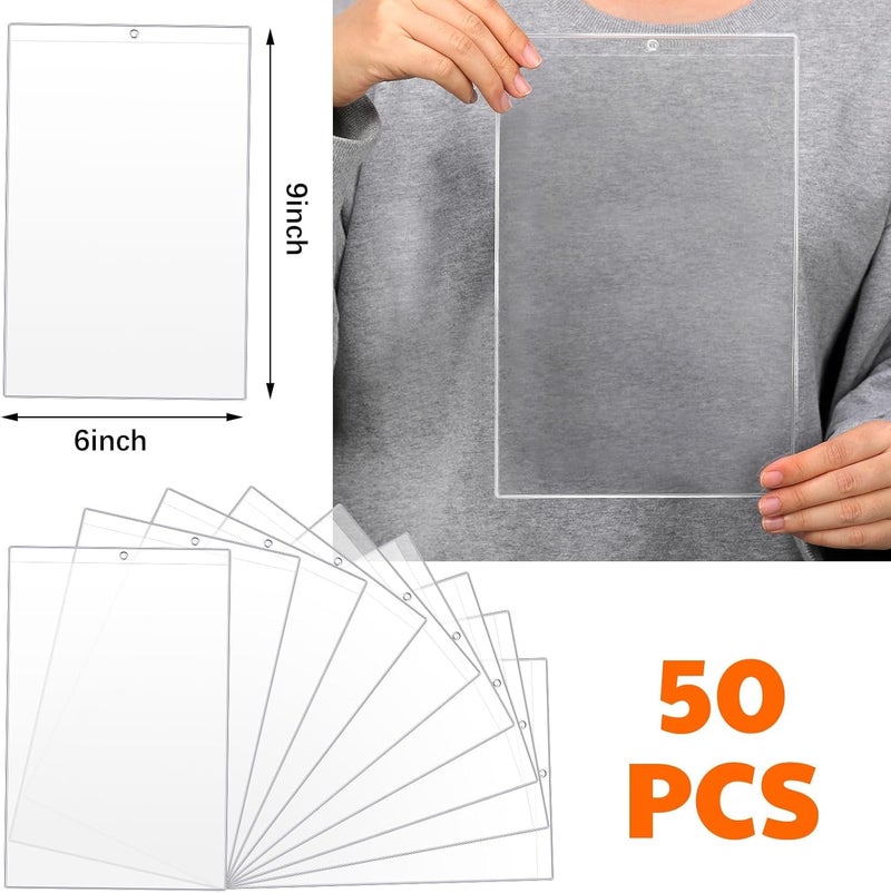 KASTWAVE 10 Pack Job Ticket Holders 6x9 Inch, Clear Plastic Shop Ticket Sleeves, Dry Erase Pocket Sleeves for Work Orders, Classroom, Office, Home, Reusable Double-Sided Document Protectors - Image 2