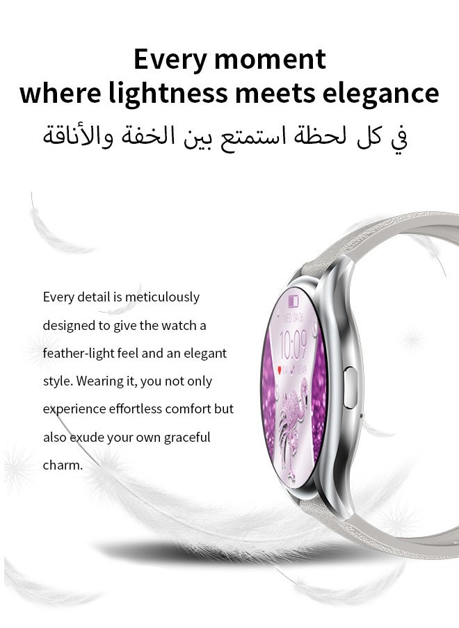 WAPIK - Korean Brand Y2 Women's Smartwatch – Business & Fitness Watch, Waterproof, Bluetooth Calling, AMOLED Display, Heart Rate Monitoring, Compatible with Android & iOS, Ultra-thin Design, Silver - Image 1
