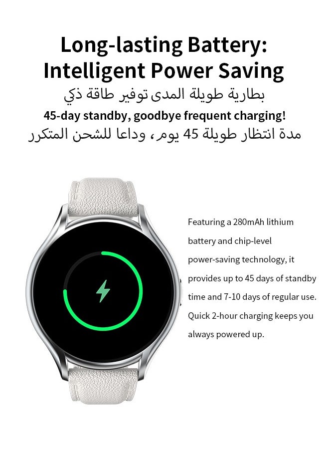 WAPIK - Korean Brand Y2 Women's Smartwatch – Business & Fitness Watch, Waterproof, Bluetooth Calling, AMOLED Display, Heart Rate Monitoring, Compatible with Android & iOS, Ultra-thin Design, Silver - Image 1