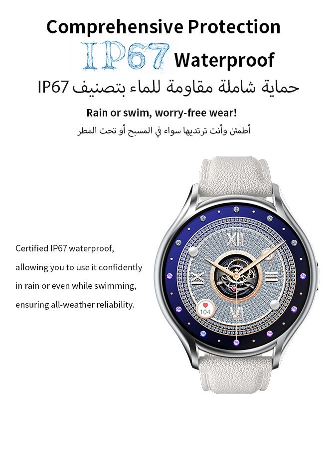 WAPIK - Korean Brand Y2 Women's Smartwatch – Business & Fitness Watch, Waterproof, Bluetooth Calling, AMOLED Display, Heart Rate Monitoring, Compatible with Android & iOS, Ultra-thin Design, Silver - Image 1