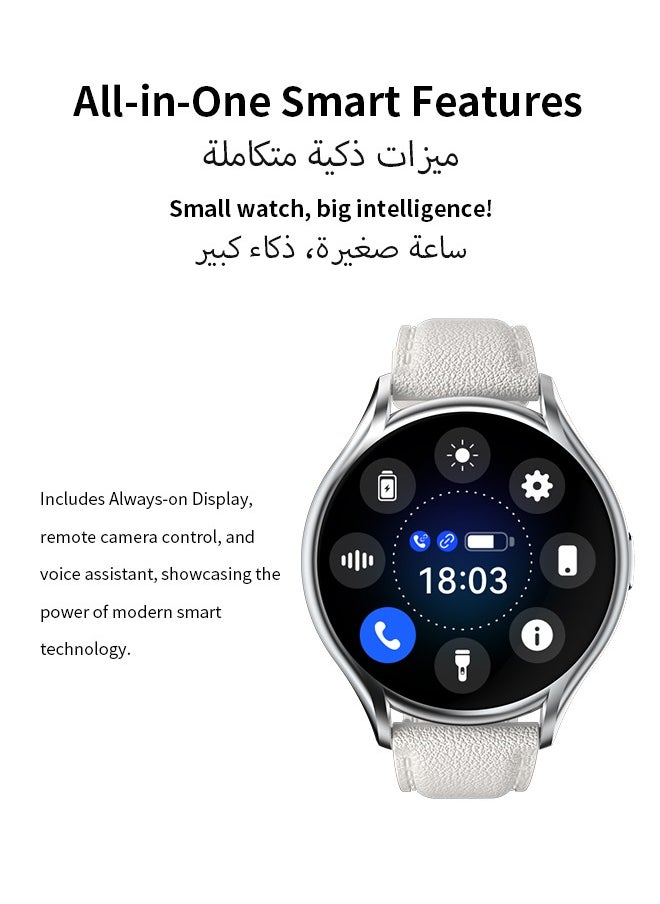 WAPIK - Korean Brand Y2 Women's Smartwatch – Business & Fitness Watch, Waterproof, Bluetooth Calling, AMOLED Display, Heart Rate Monitoring, Compatible with Android & iOS, Ultra-thin Design, Silver - Image 1