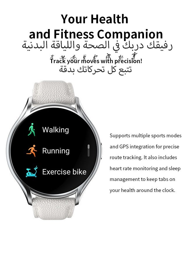 WAPIK - Korean Brand Y2 Women's Smartwatch – Business & Fitness Watch, Waterproof, Bluetooth Calling, AMOLED Display, Heart Rate Monitoring, Compatible with Android & iOS, Ultra-thin Design, Silver - Image 1