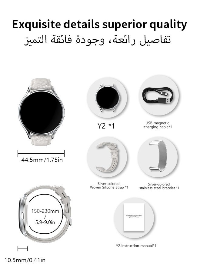 WAPIK - Korean Brand Y2 Women's Smartwatch – Business & Fitness Watch, Waterproof, Bluetooth Calling, AMOLED Display, Heart Rate Monitoring, Compatible with Android & iOS, Ultra-thin Design, Silver - Image 1