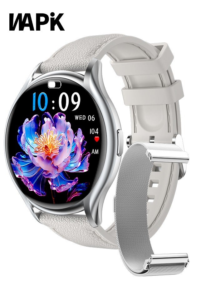 وابيك ساعة النساء Y2 الذكية من الماركة الكورية – ساعة للأعمال واللياقة البدنية، مقاومة للماء، مكالمات بالبلوتوث، شاشة AMOLED، مراقبة نبض القلب، تتوافق مع Android وiOS، تصميم فائق النحافة. - Image 1