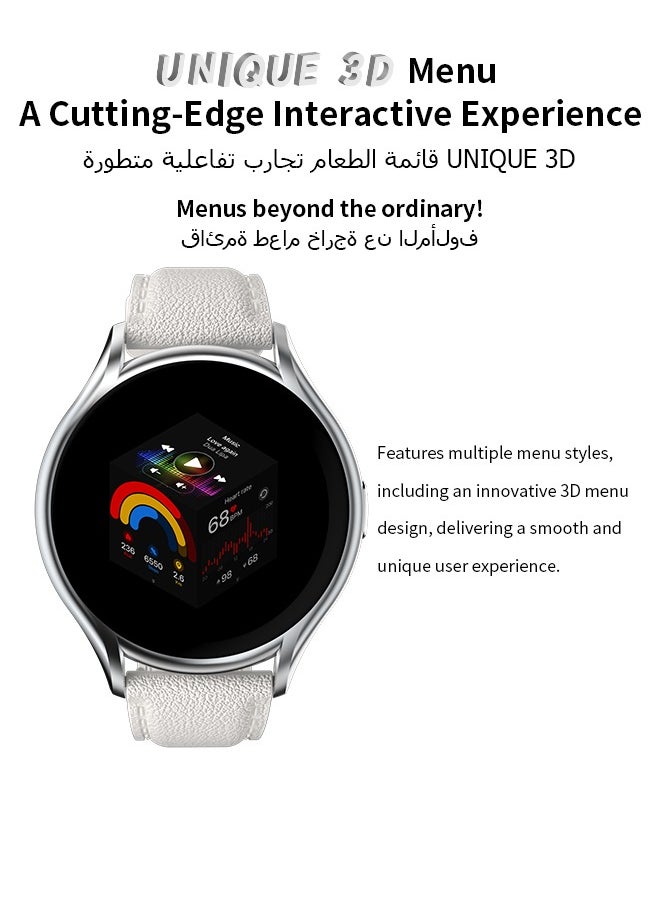 WAPIK - Korean Brand Y2 Women's Smartwatch – Business & Fitness Watch, Waterproof, Bluetooth Calling, AMOLED Display, Heart Rate Monitoring, Compatible with Android & iOS, Ultra-thin Design, Silver - Image 1