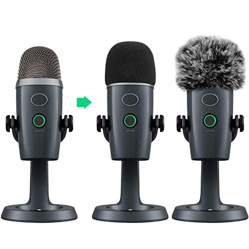 ChromLives Mic Windscreen Cover Pop Filter Compatible with Blue Yeti Nano, Furry Windscreen Cover + Mic Foam Wind Cover Compatible with Yeti Nano (Furry & Foam Combo 2Pack) - Image 2