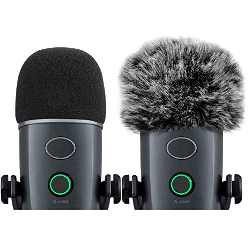 ChromLives Mic Windscreen Cover Pop Filter Compatible with Blue Yeti Nano, Furry Windscreen Cover + Mic Foam Wind Cover Compatible with Yeti Nano (Furry & Foam Combo 2Pack) - Image 1