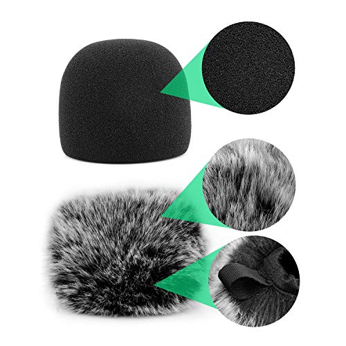 ChromLives Mic Windscreen Cover Pop Filter Compatible with Blue Yeti Nano, Furry Windscreen Cover + Mic Foam Wind Cover Compatible with Yeti Nano (Furry & Foam Combo 2Pack) - Image 3