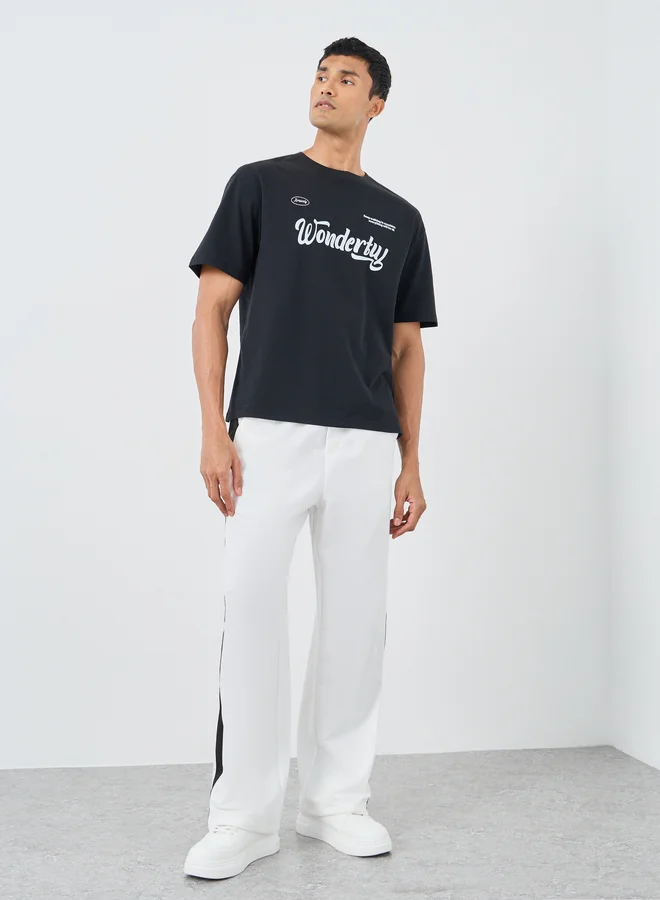 Styli Styli Slogan Print Crew Neck Oversized T-Shirt