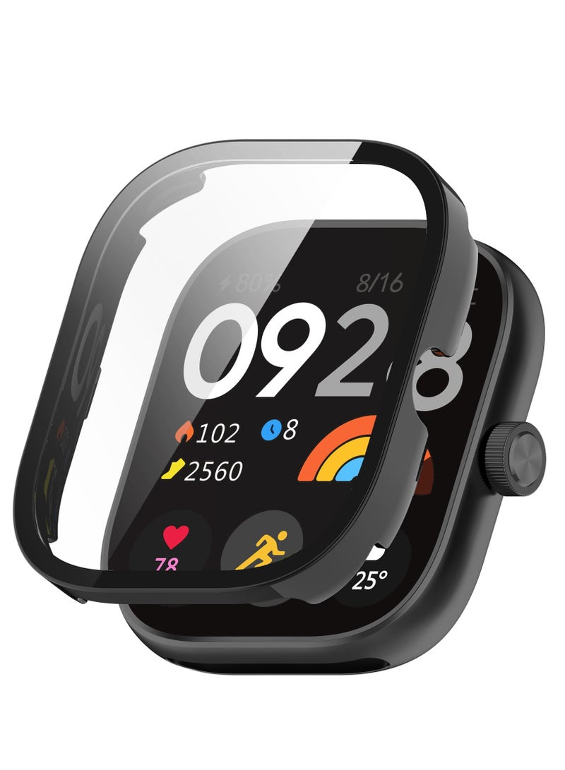 Screen Protector Case Fit for Redmi Watch 4 Full Coverage Hard PC Plated Bumper Cover Protective Cases Frame Tempered Glass Screen Protector - Image 1